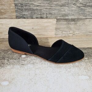 TOMS Jutti Womens D'Orsay Flats Sz 6 Black Suede Comfort Slip On Almond Toe